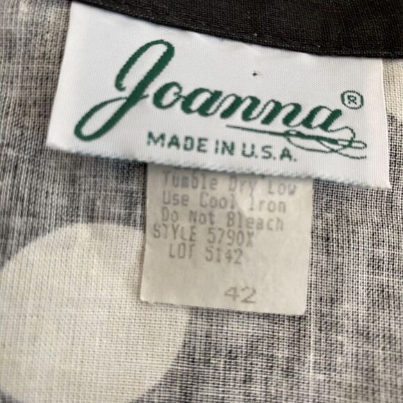Vintage Joanna Blazer Womens 42 Black White Polka Dot Open Front Cotton USA 90s - Picture 5 of 7